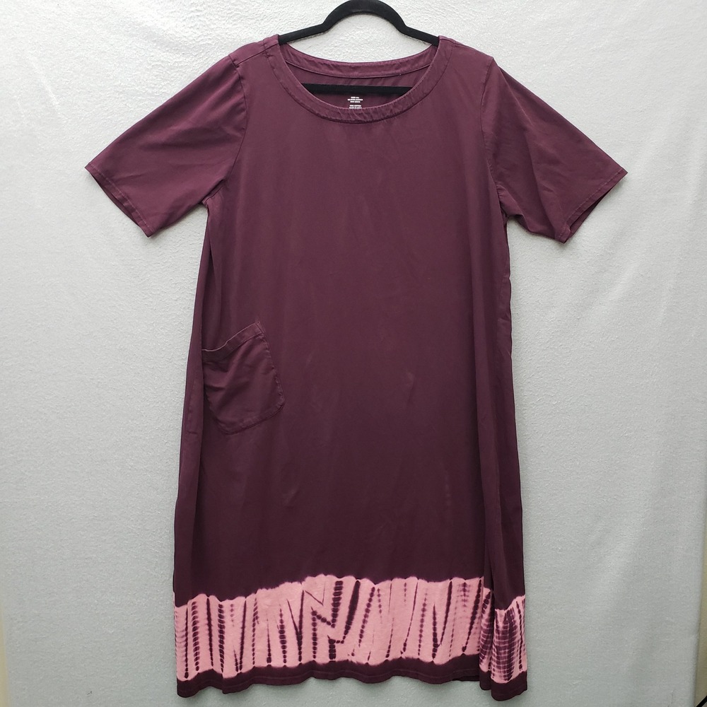 Purejill Tie Die Border Midi Dress Burgundy Purple Comfortable Casual Resortwear